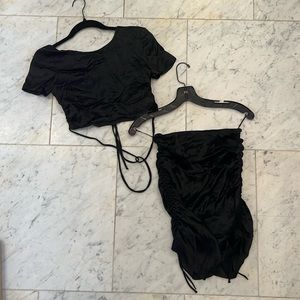 BLACK SILK ZARA SKIRT SET